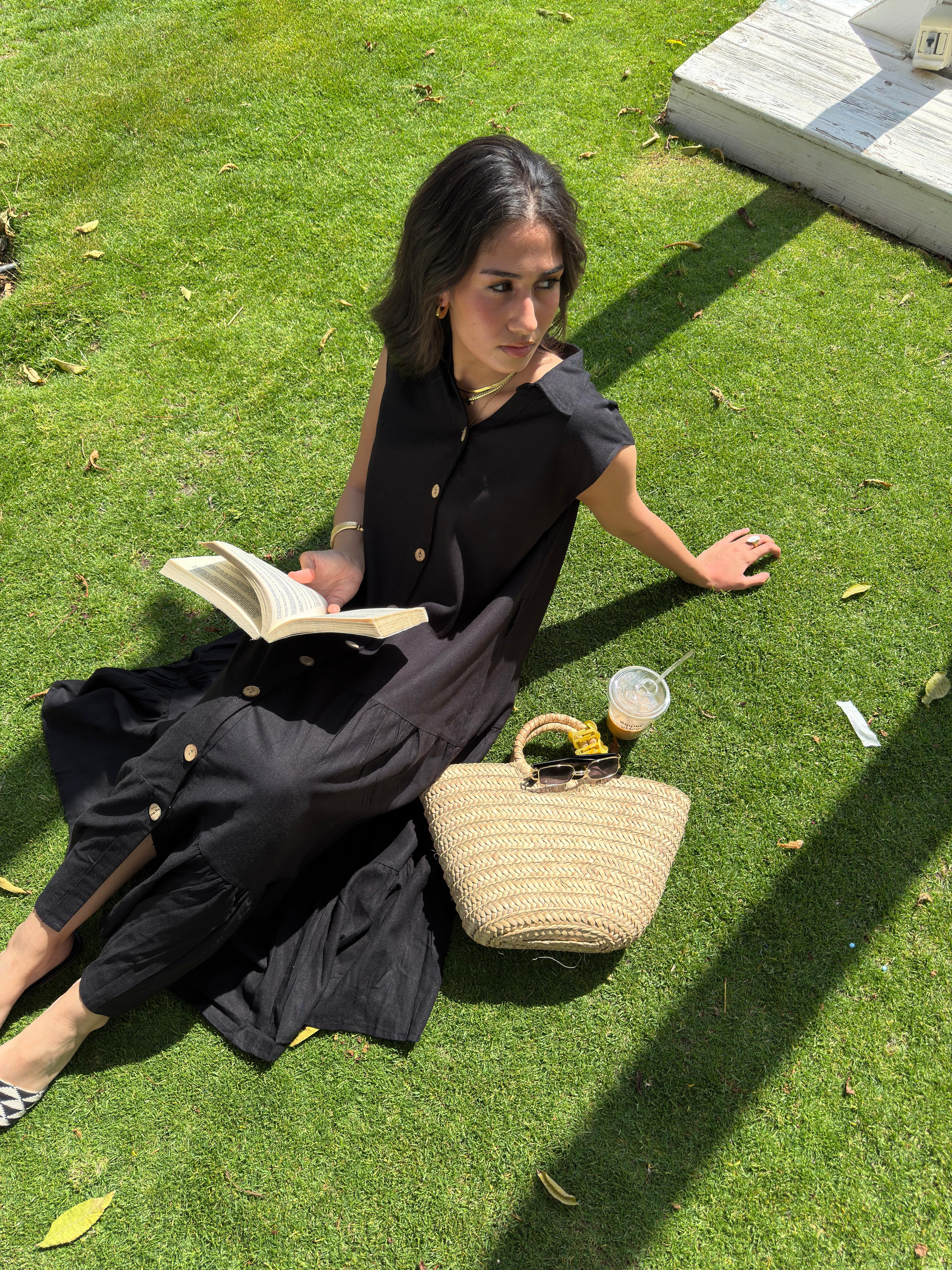 Summer Linen Dress Black