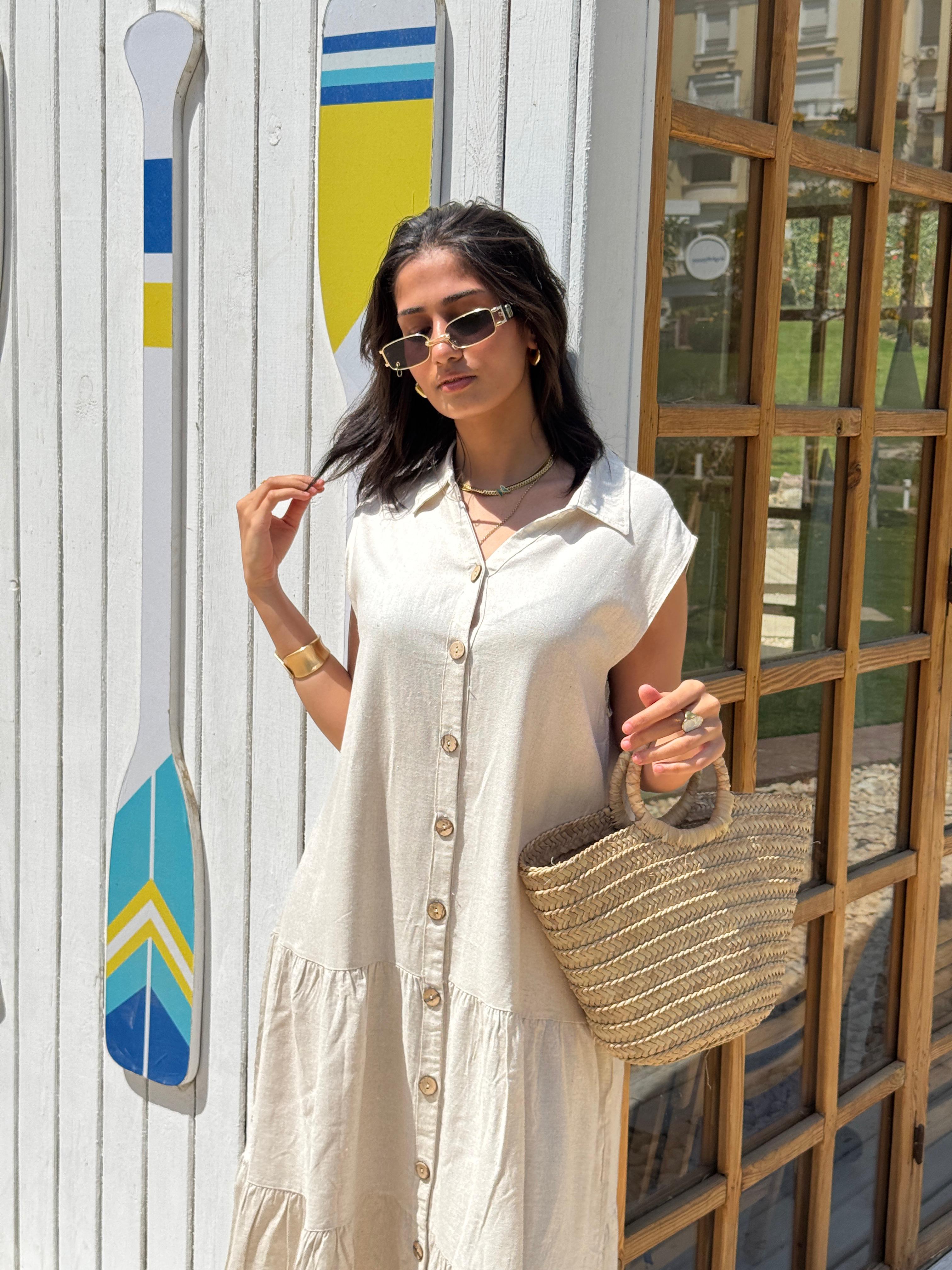 Summer Linen Dress Off-White